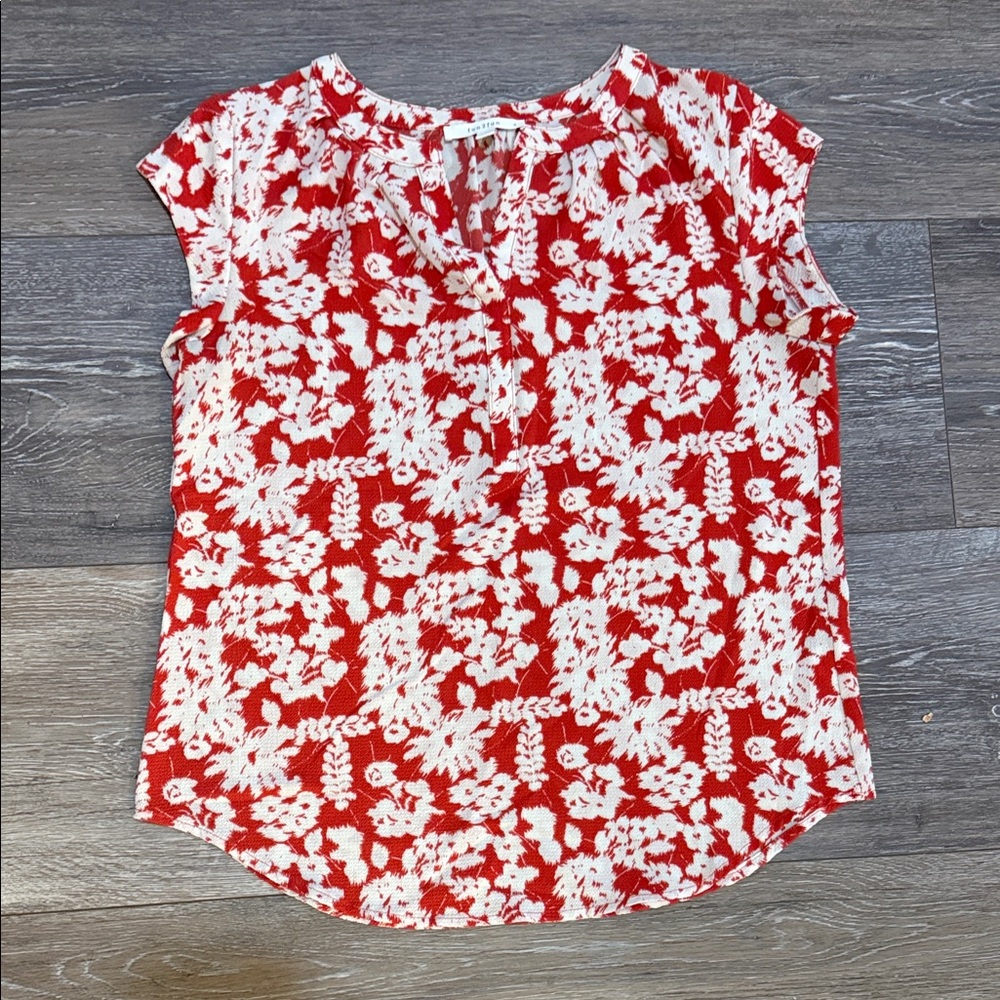 Fun 2 Fun Red and White Floral Blouse